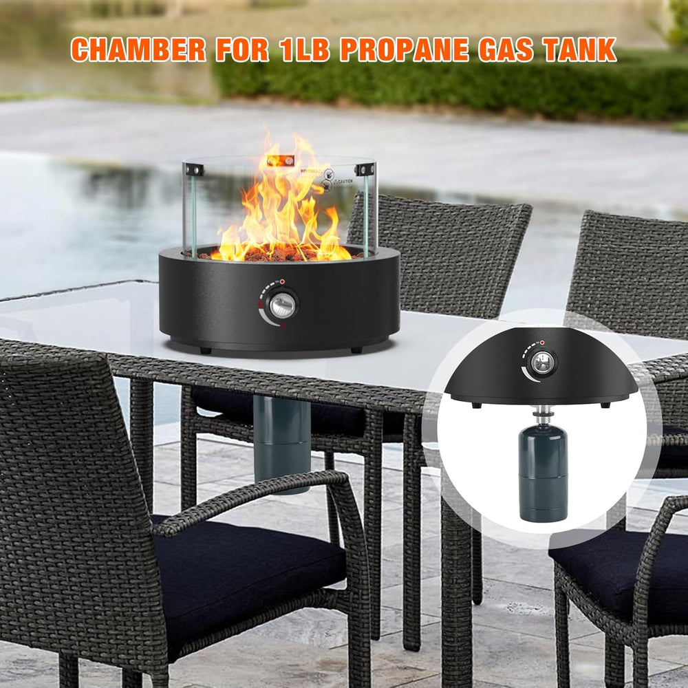 15.7" Gas Fire Pit Bottom-Mounted for Table with Umbrella Hole, FP039