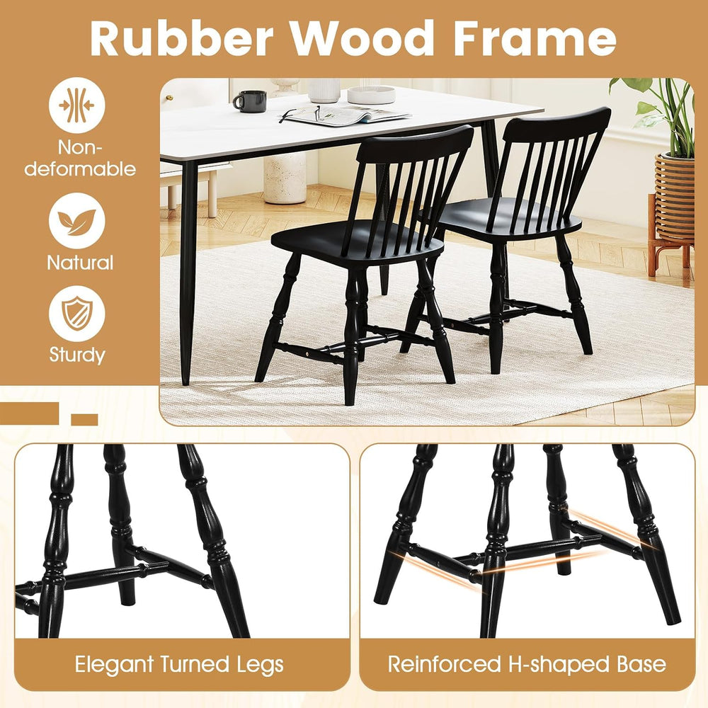 GIANTEX Windsor Dining Chairs Set of 4 w/Curved Spindle Back & Turned Legs