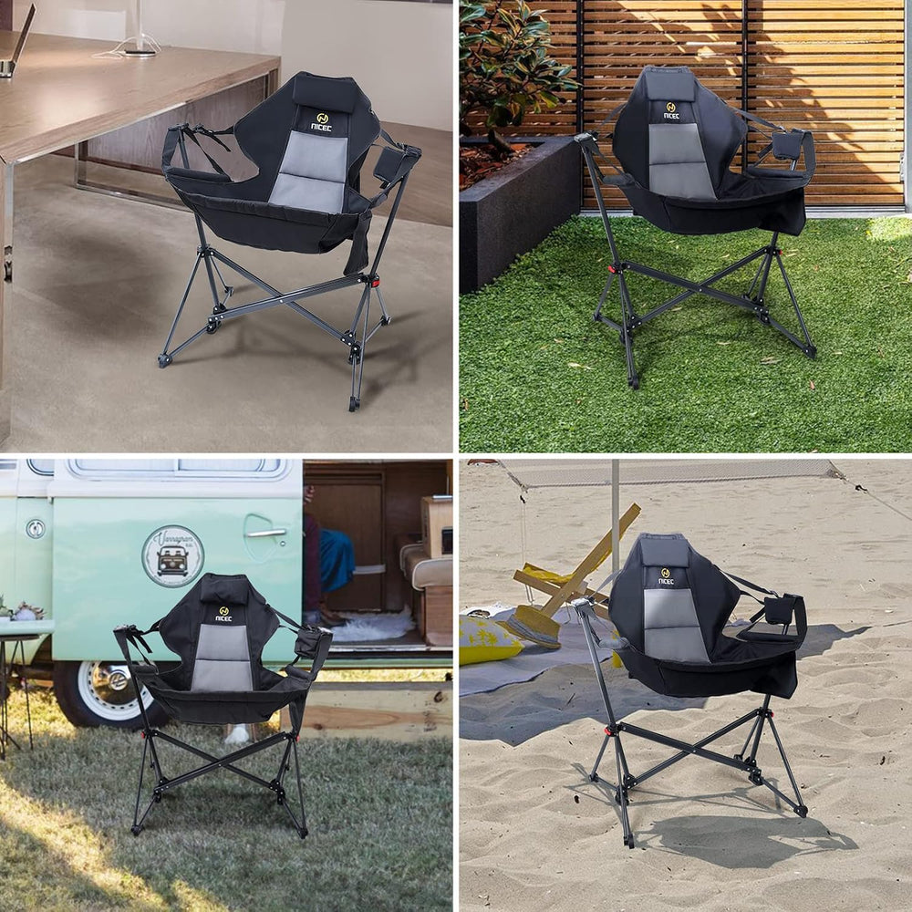 Nice C Hammock Camping Chair with Stand, Swing Rocking Chair (1 Pack)