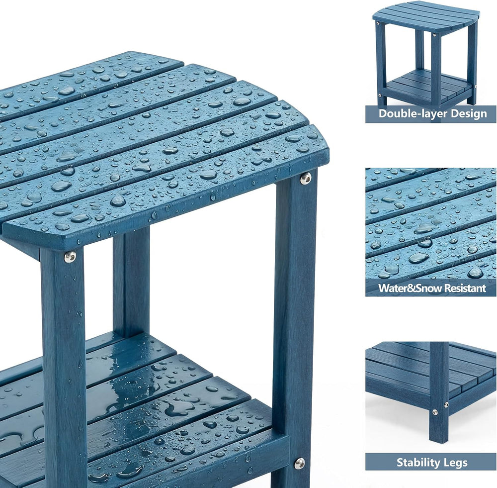 Adirondack Small Outdoor Side Table - Weatherproof HDPE Patio End Table with ...