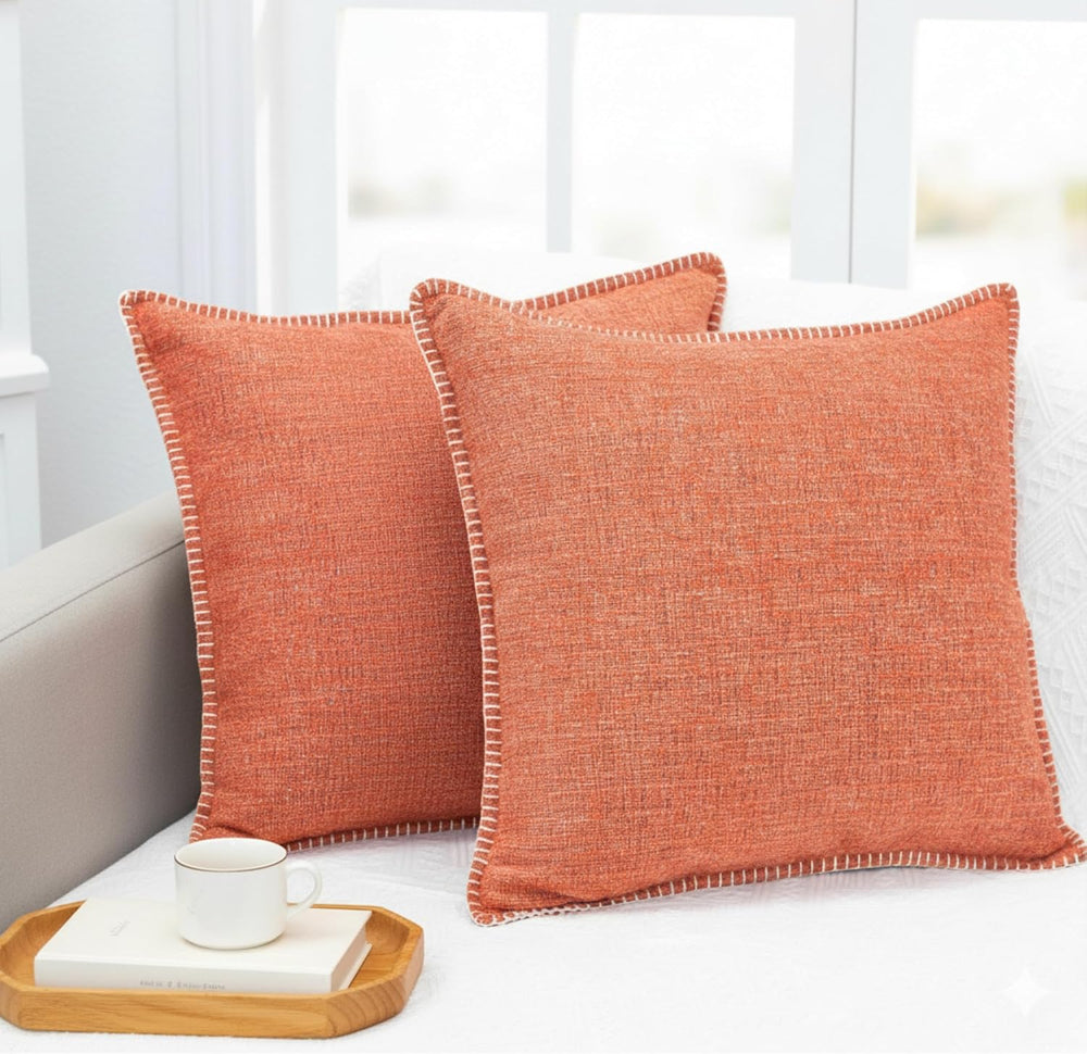 26x26 Pillow Covers Set of 2 Orange, Extra Large Throw Pillow Covers for Couc...