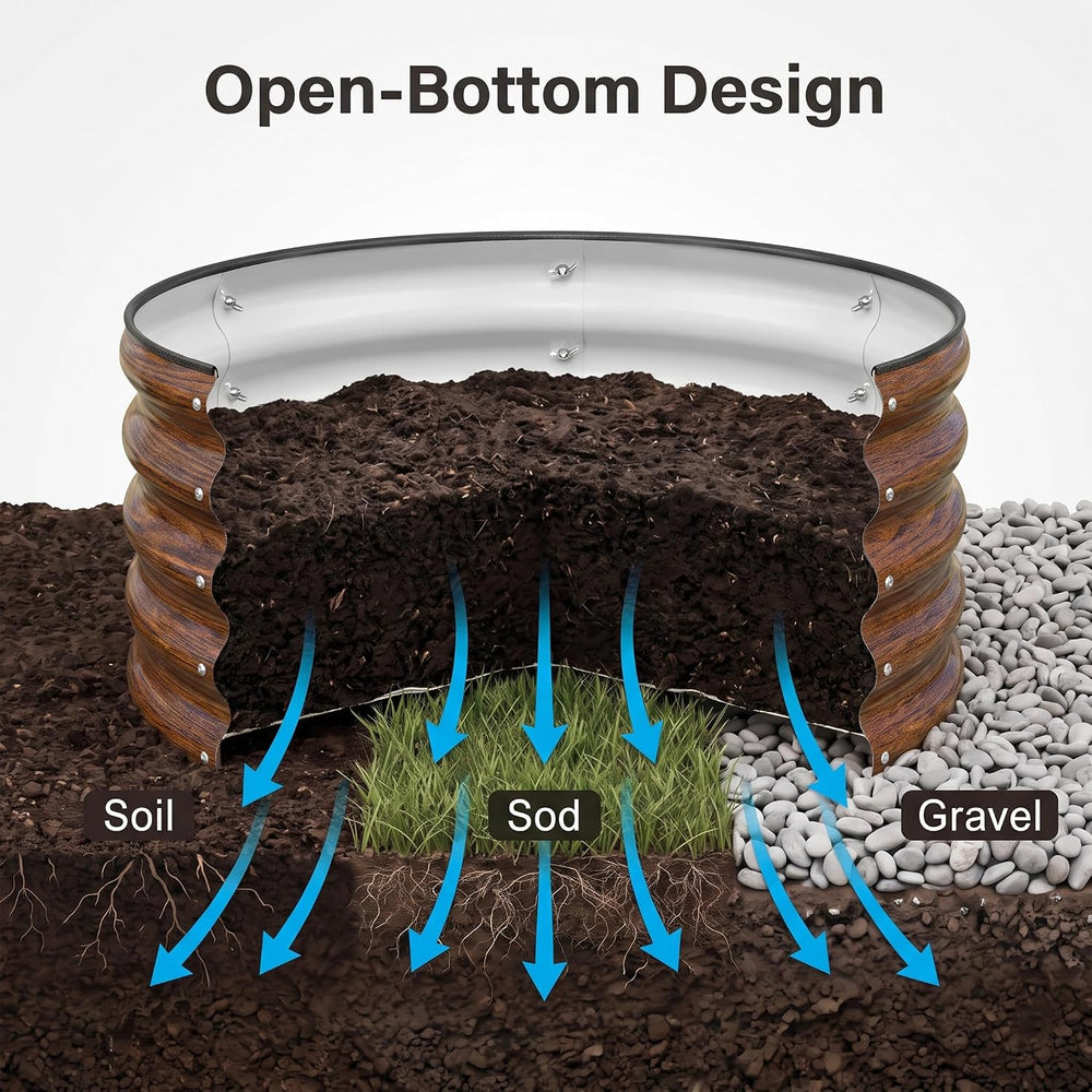 SnugNiture 3 Pcs 2x2x1ft Round Galvanized Raised Garden Bed Kit Outdoor, Meta...