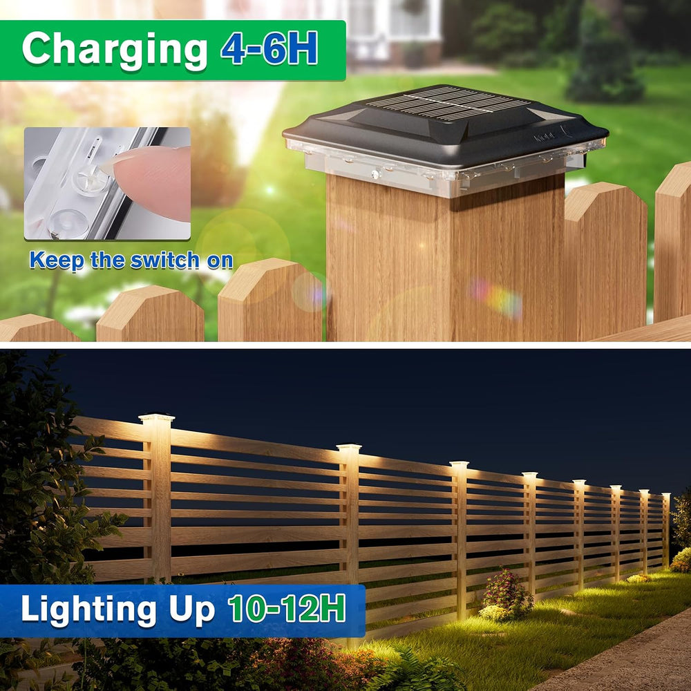 Upgraded Solar Post Cap Lights Outdoor 16pack, 3-in-1 Selectable Color (Warm ...