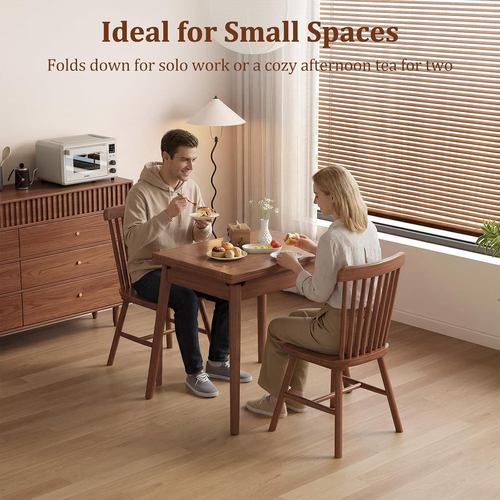 Solid Wood Small Dining Table for 2-6, 23.6"L-47.2"L Expandable Kit...