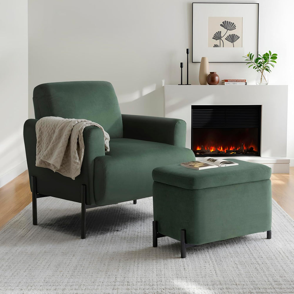 Studio Living Connor 24” Small Storage Ottoman with Reversible Tray Lid, Velv...