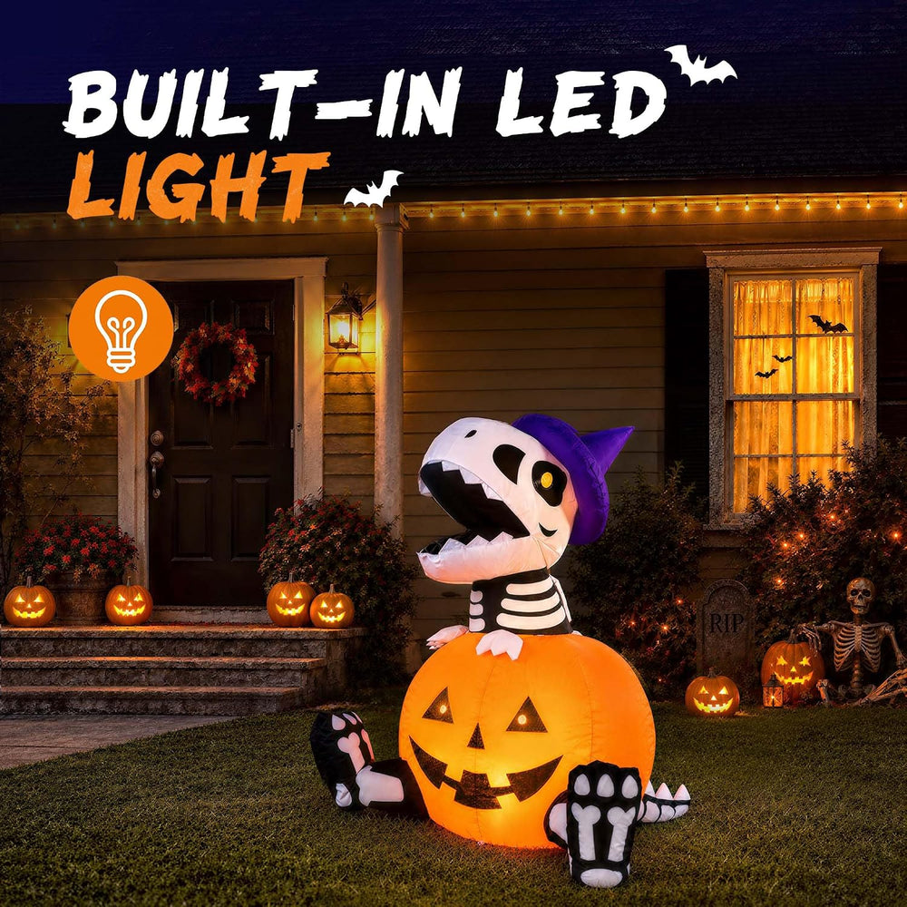 Inflatable Halloween Decoration Outdoor, Blow Up Dinosaur Yard LEDs Decor
