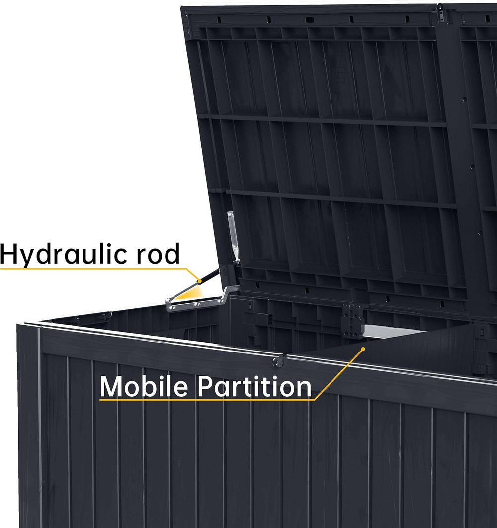 DRATO 200 Gallon Deck Box, Waterproof Resin Large Outdoor Storgae Box for Pat...