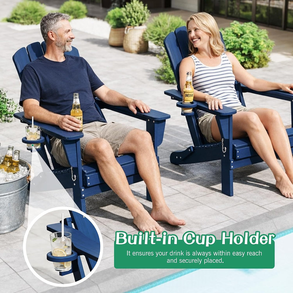 Domi Folding Adirondack Chair Set of 8, HDPE All-Weather Adirondack Chairs wi...