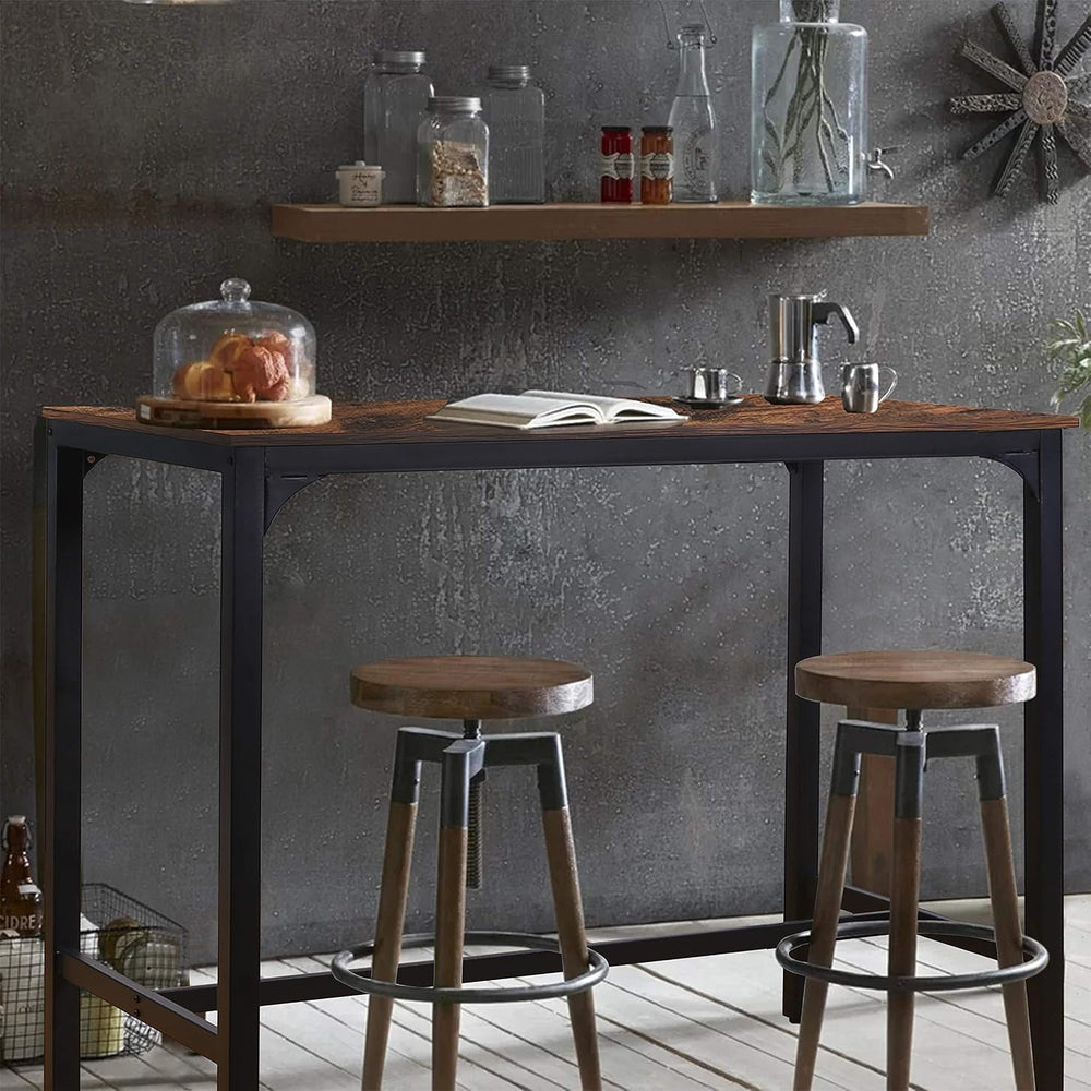 VEIKOU 47'' Industrial Bar Height Table, High Pub Table with Adjustab...