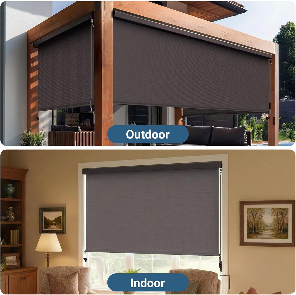 Integrated 4'W x 6'H Outdoor Roller Shade for Sun & Privacy Prote...