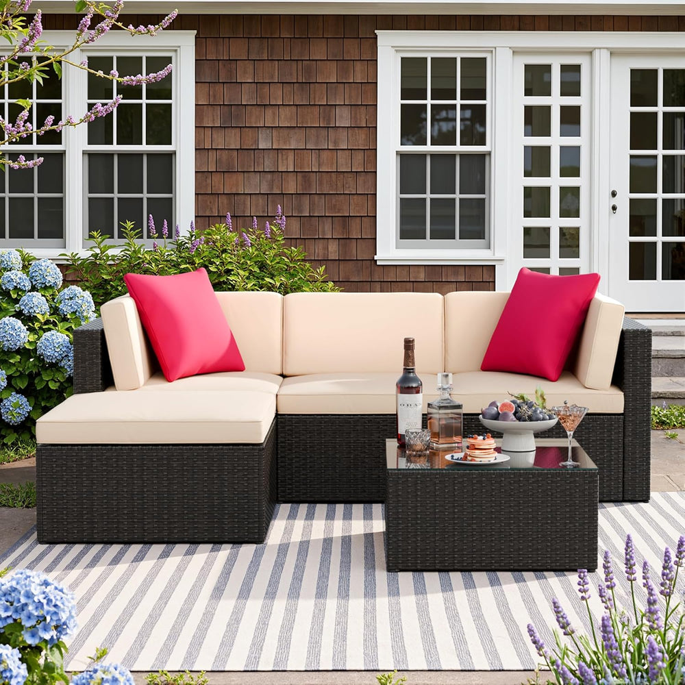 Devoko 5 Pieces Patio Furniture Sets Outdoor Sectional Patio Sofa