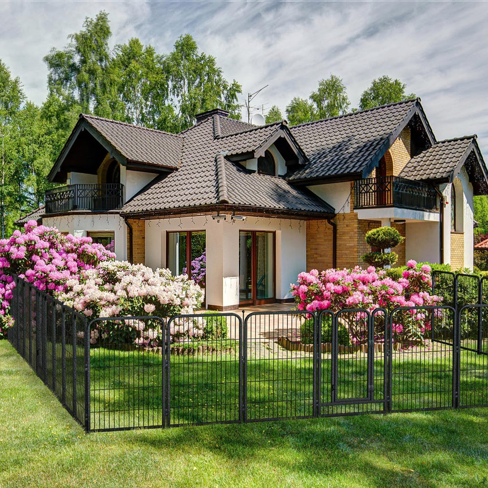 Decorative Garden Fence 36ft (L)×32in (H) with 14 Panels 2 Gate Outdoor, No D...