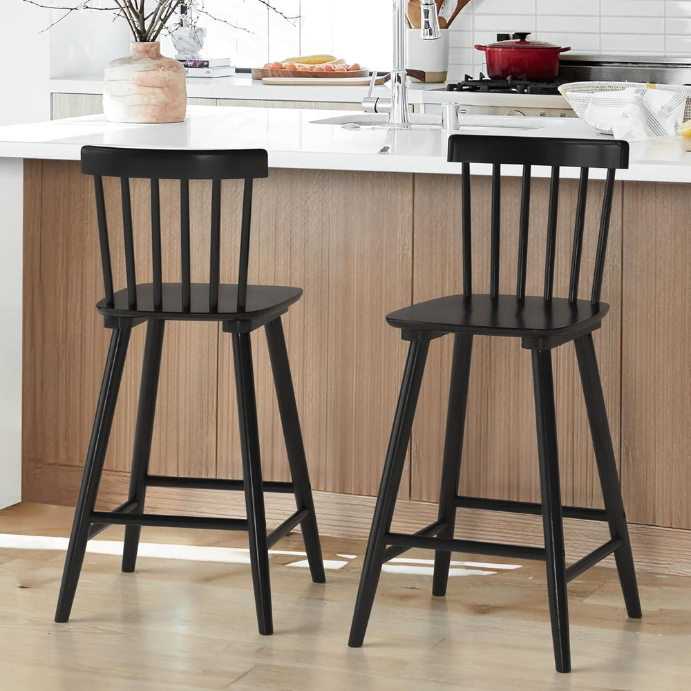 LUE BONA Windsor Wooden Bar Stools Set of 2 for Kitchen Island, Farmhouse 24 ...