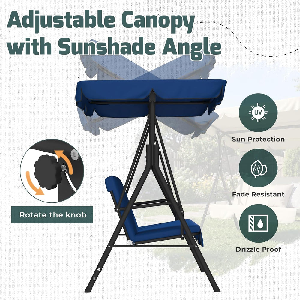 AECOJOY Porch Swing with Stand, 3-Seat Outdoor Clearance Porch Swings for Adu...
