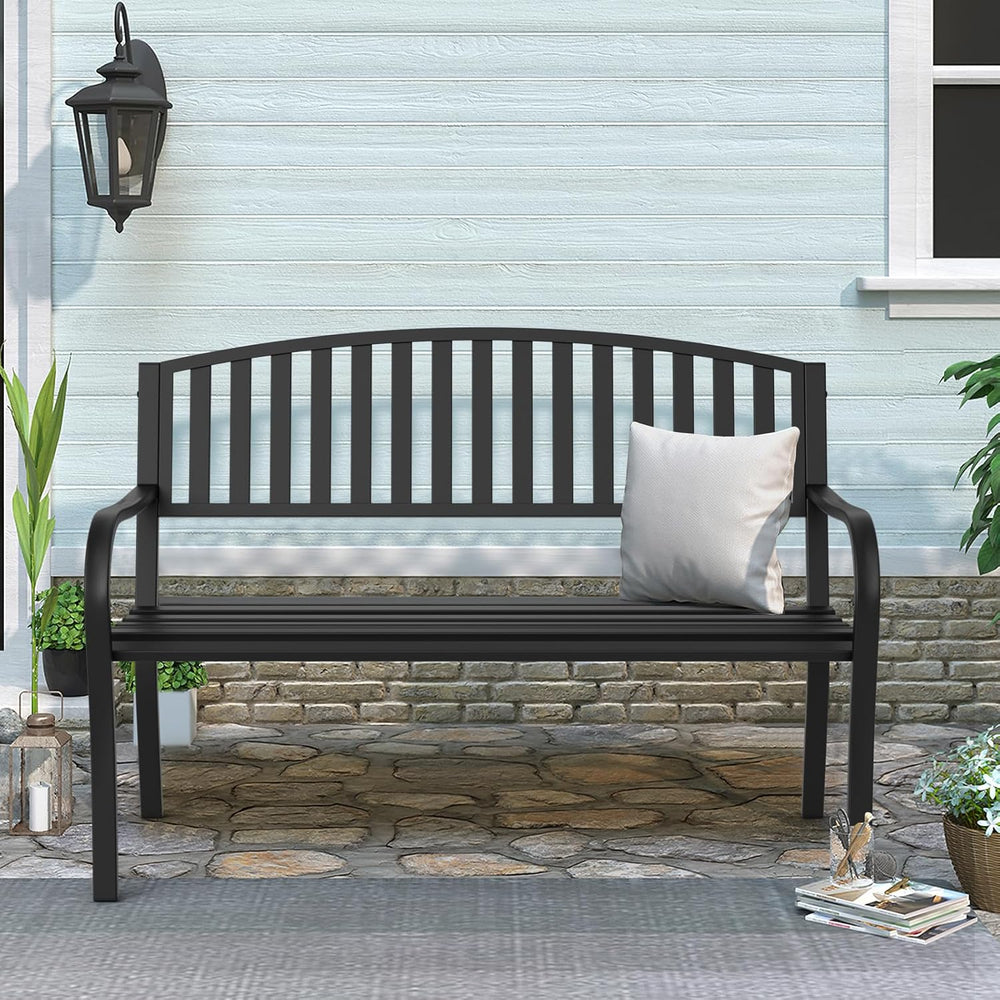 Outdoor Bench Garden Bench, Weatherproof Anti-Rust Heavy-Duty Outside Benches...