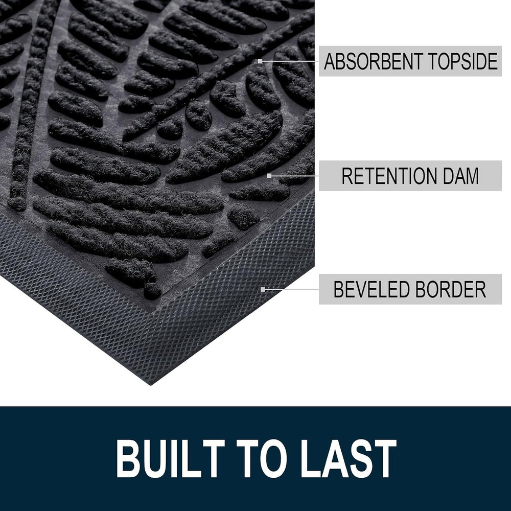 Colorxy Half Circle Waterproof Door Mat, Sturdy Rubber Doormat, 35x23