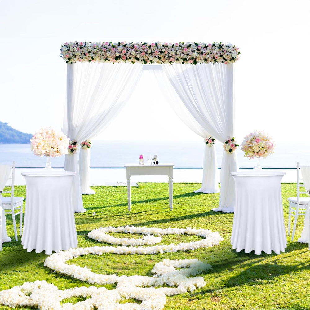Bekith 4 Pack Round Spandex Stretch Cocktail Tablecloths with Natural Wavy, 3...