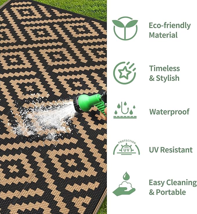 GENIMO Outdoor Rug for Patio Clearance, 9'x18' Waterproof Camping Mat...