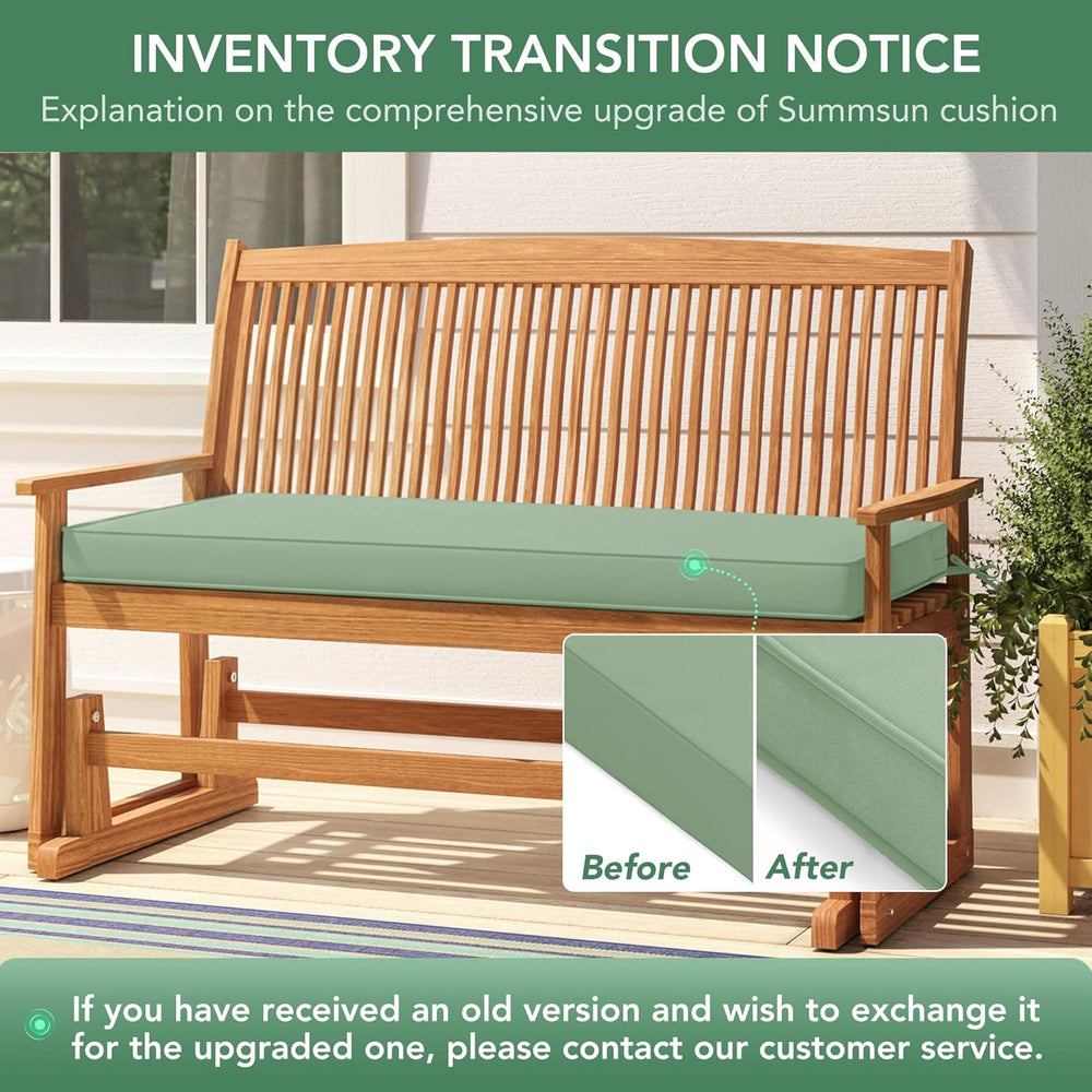 Summsun Outdoor Bench Cushion Pad, 48 x 18 x 3 Inch, Sage Green