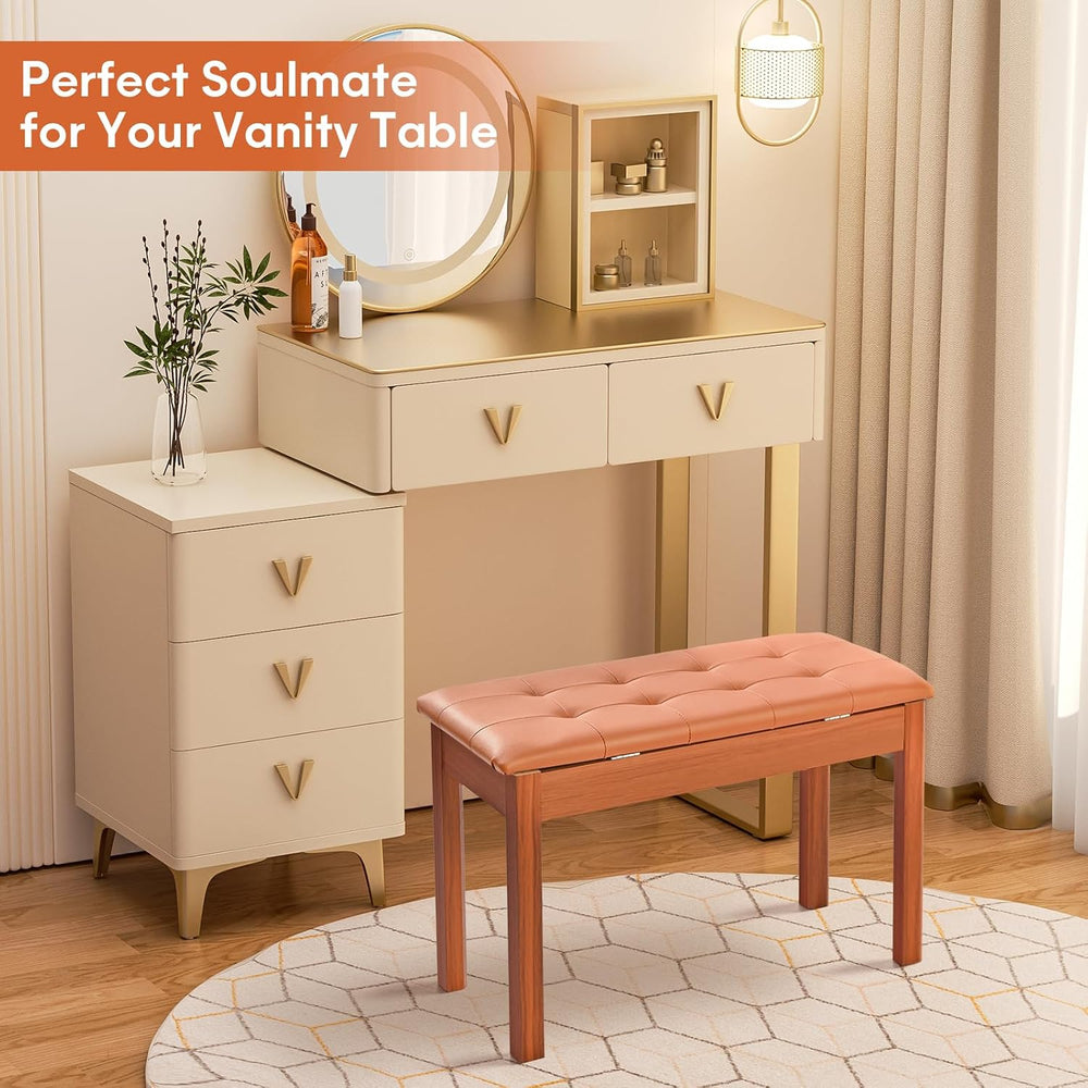 Duet Piano Bench Wooden Keyboard Bench with Storage Compartment, 29''...