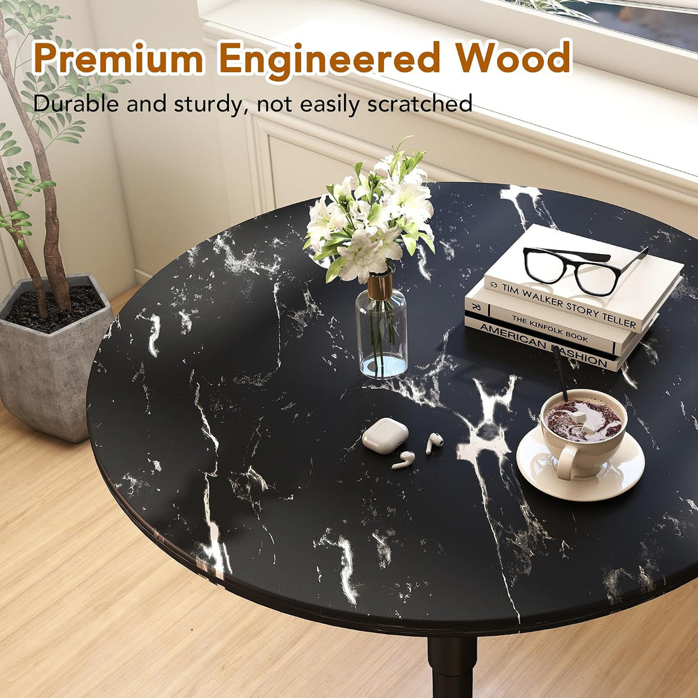 NOBPEINT Round Bar Tables, 360° Swivel Height Adjustable Bistro Pub Table wit...