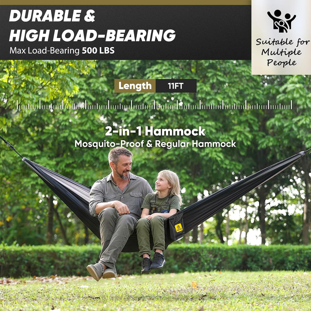Camping Hammock with Mosquito Net, 500 lbs Portable Hammock with Tree Straps,...