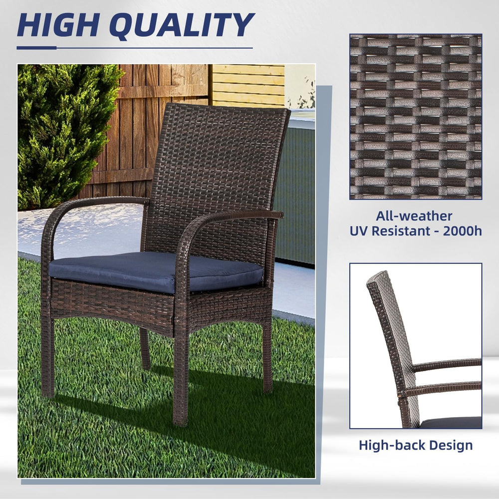 Wicker Patio Dining Chairs Set of 4 - All Weather Outdoor Wicker Chairs with ...