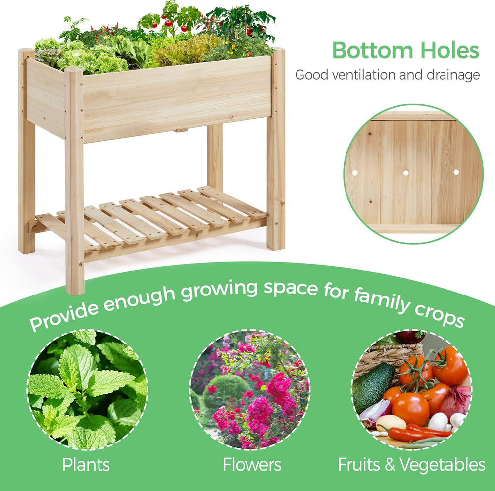 Yaheetech 34" Raised Garden Bed with Legs, Wooden Planter Box, 1Pcs