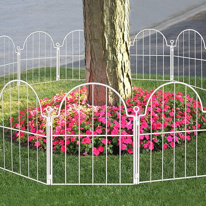 30 Pack White Decorative Garden Fence, 17in x33ft Garden Fencing Animal Barri...