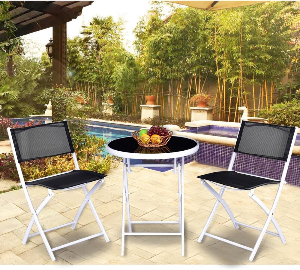 Giantex Bistro Table Set, 3 Piece Patio Bistro Set, Outdoor Folding Table and...