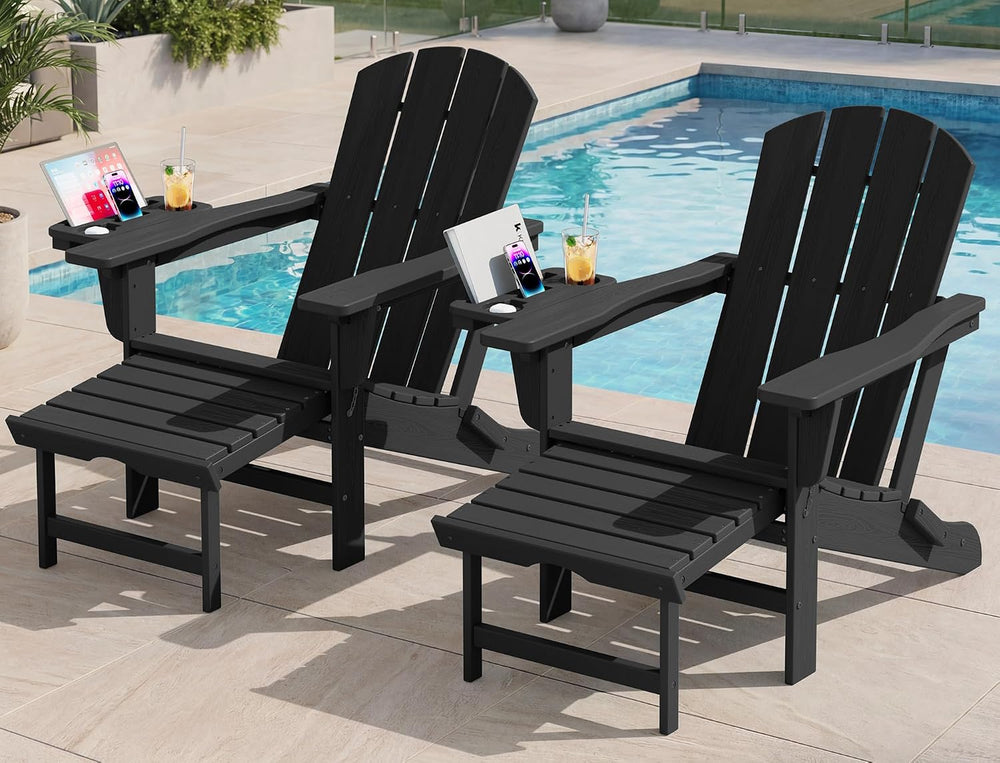 KINGYES Adjustable Folding Adirondack Chair with Footrest & 4-in-1 Multi-...