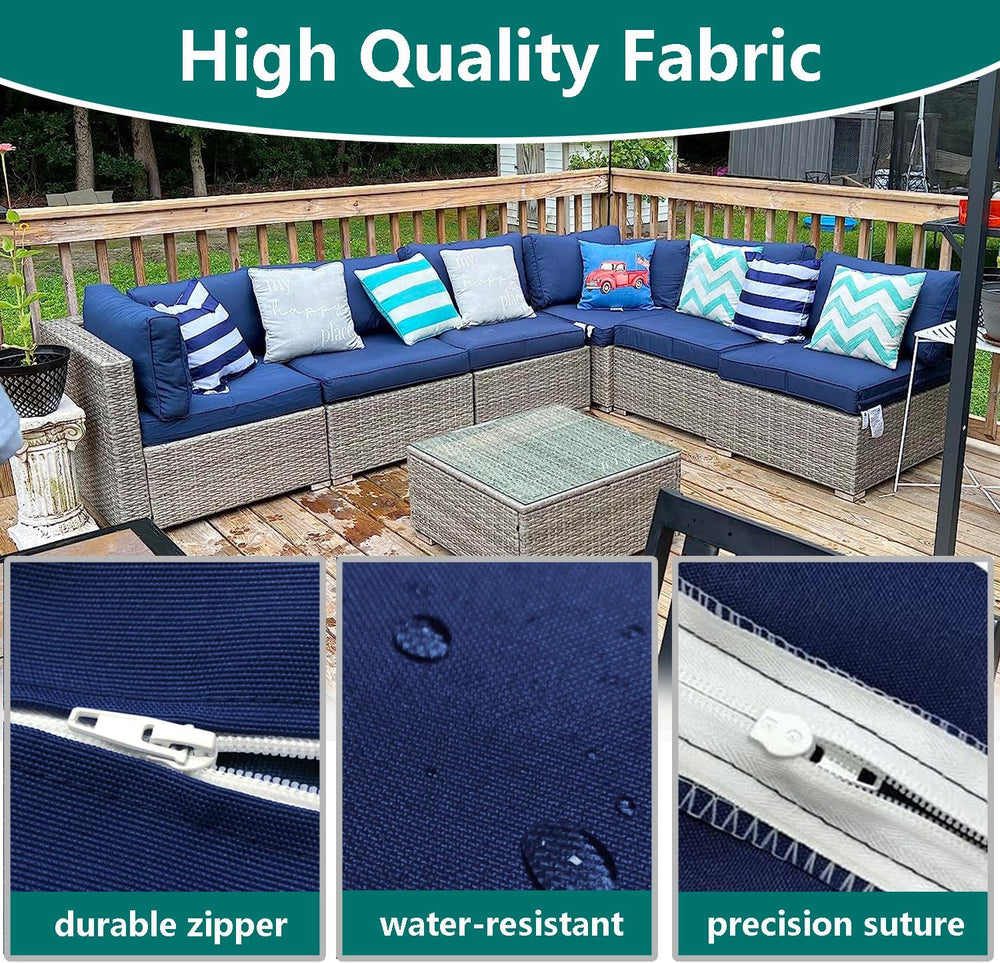 Patio Cushion Covers Replacement, Blue, 28x28x6, 28x13x6