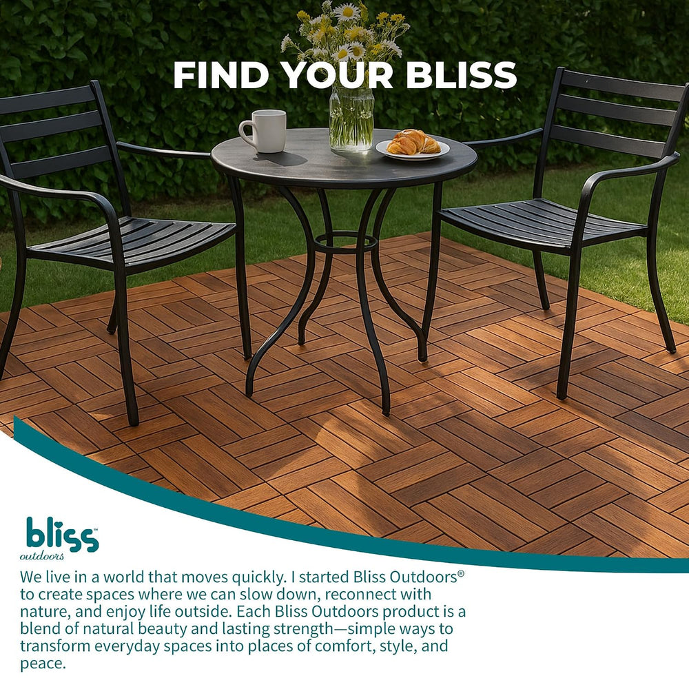 Bliss Outdoors 12-Slat Acacia Hardwood Deck Tiles, Natural, Set of 10