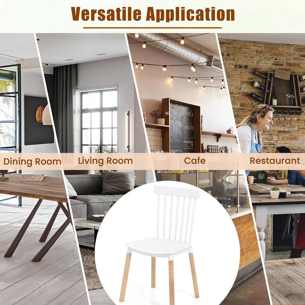 Giantex Set of 4 Windsor Dining Chairs White, Modern Kitchen Chairs w/Spindle...