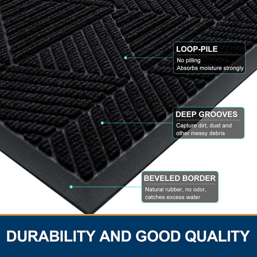 Smiry Front Door Mat Outside Entrance, Low Profile Rubber Doormat, 47x23