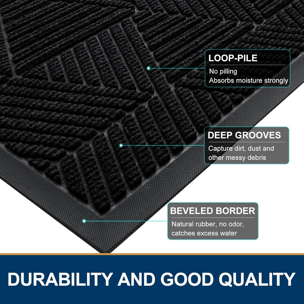 Smiry Front Door Mat Outside Entrance, Low Profile Rubber Doormat, 59x30
