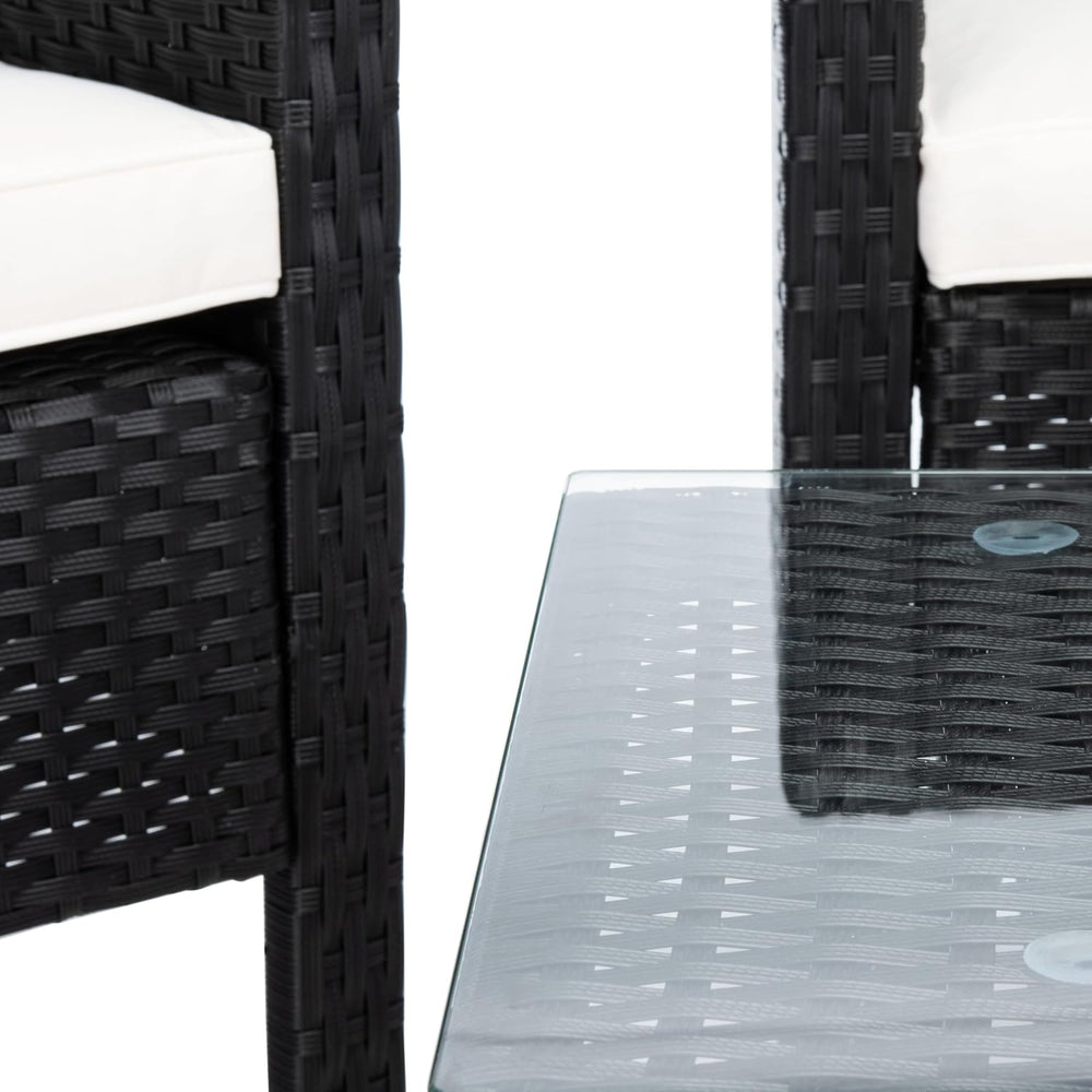 SAFAVIEH PAT7505A Collection Aboka Black and Beige 4-Piece Outdoor Living Pat...