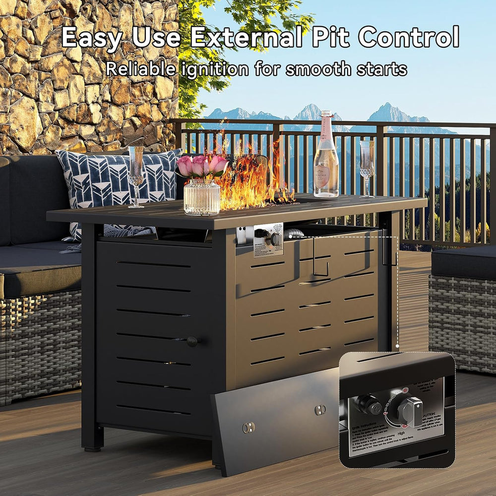 Aoxun 41 Inch Propane Fire Pit Table–50,000 BTU Gas Outdoor Fire Pit Table wi...