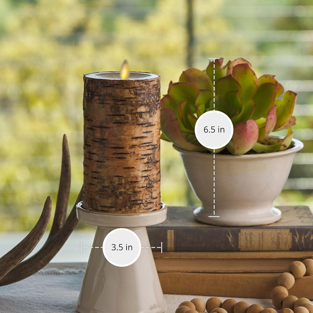 Luminara Real Birch Bark Wrapped Flameless LED Candle, 3.5" x 6.5",...