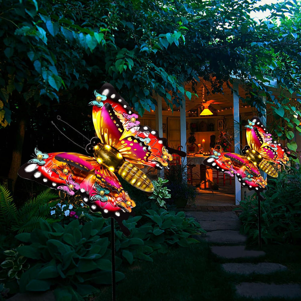 Solar Butterfly Lights Outdoor, Large 41" Metal Garden Decor Outdoor Lights