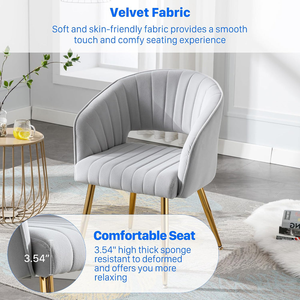 KCC Modern Dining Chairs Set of 6, Velvet Chair for Living Room,Gray