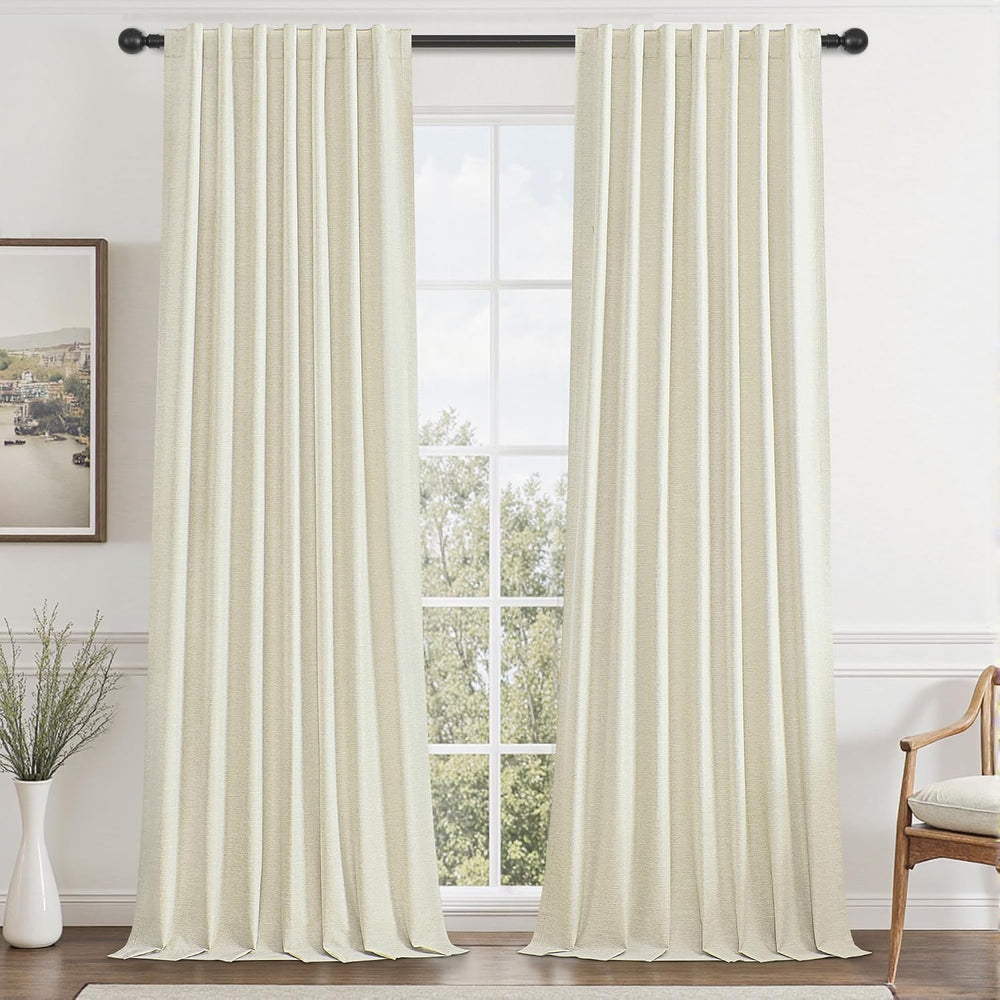 UHITECH Cream Yellow Black Out Curtains 108 Inch Long 2 Panels Set, 50" W