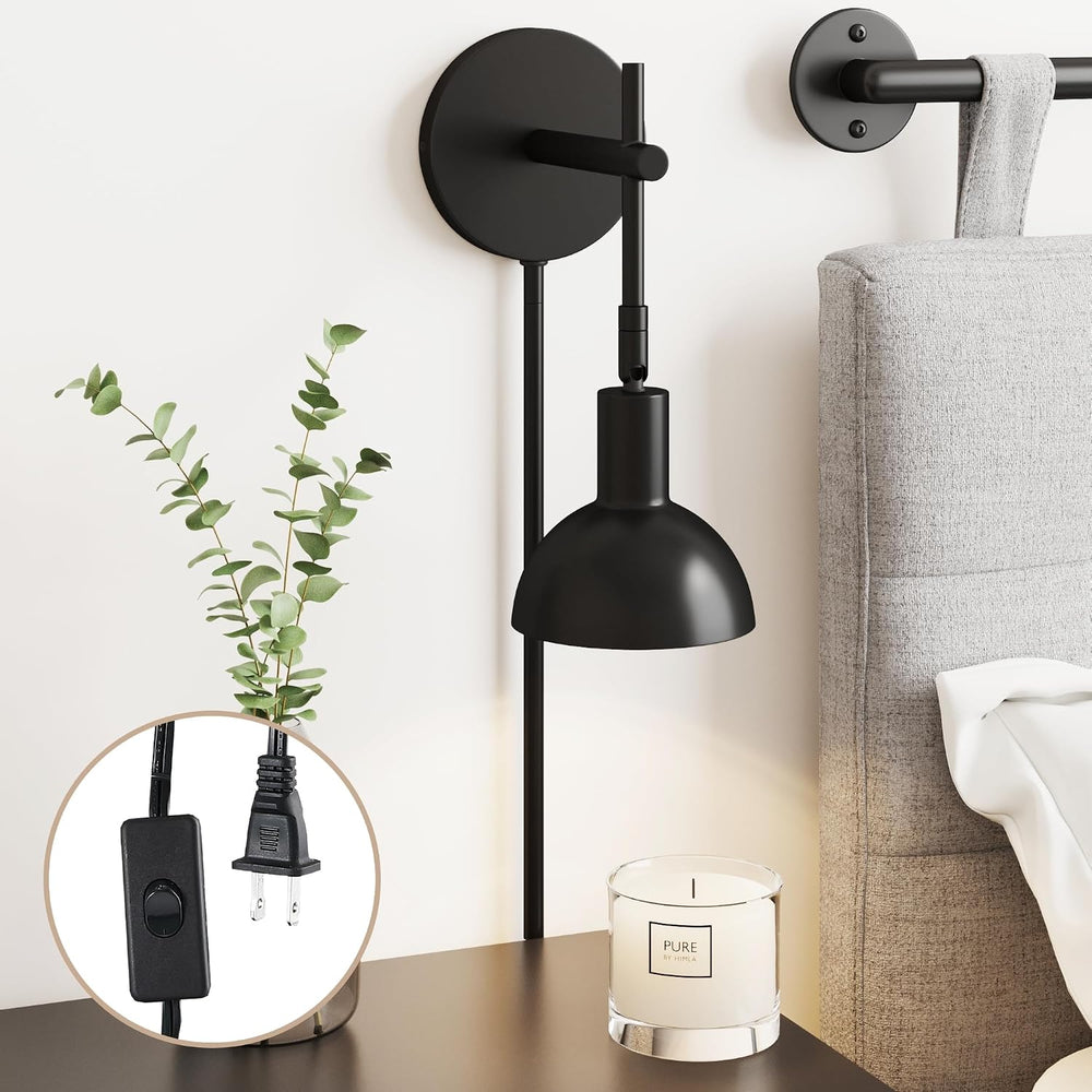 Nathan James Tamlin Wall Light Fixture, Wall Mounted 1-Light Lamp, Plugin Sco...