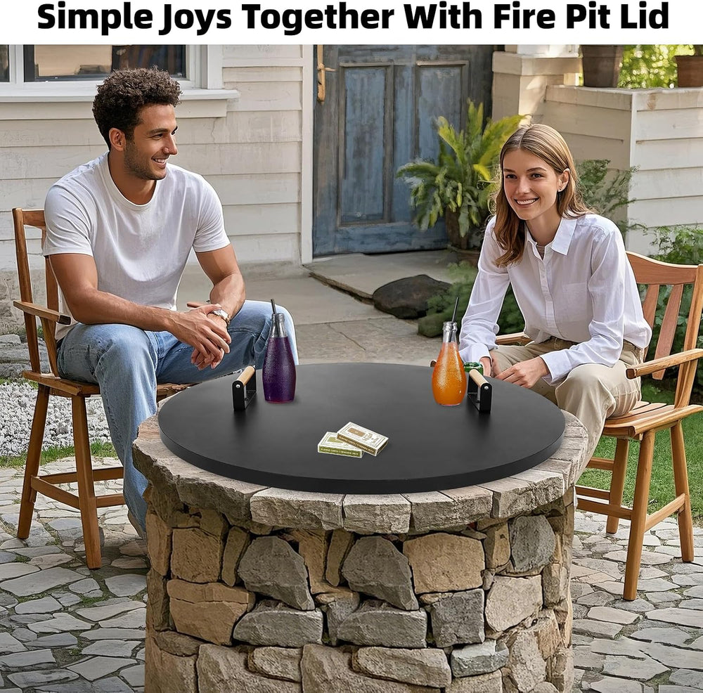 1MORE Fire Pit Lid Round 34"w/Handles,Firepit Cover,All-season Protective