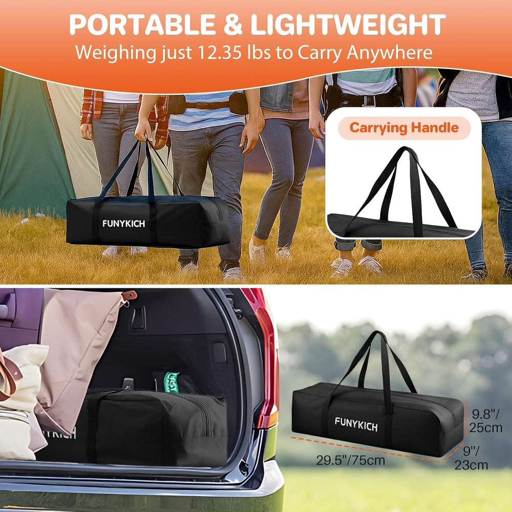FUNYKICH Aluminum Folding Camping Table, 2 Height Adjustable 34.2''&a...