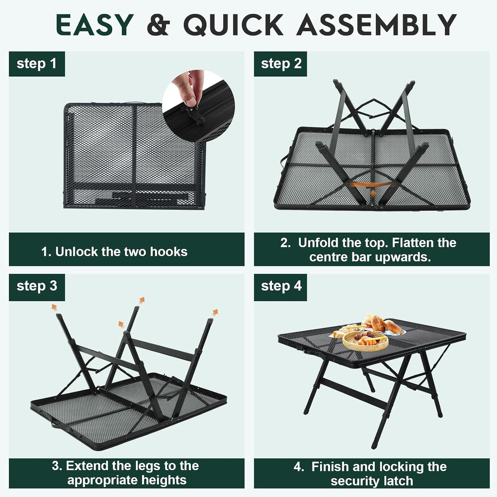 WildFinder Folding Grill Table, 3x2 FT Adjustable Height Camping Table
