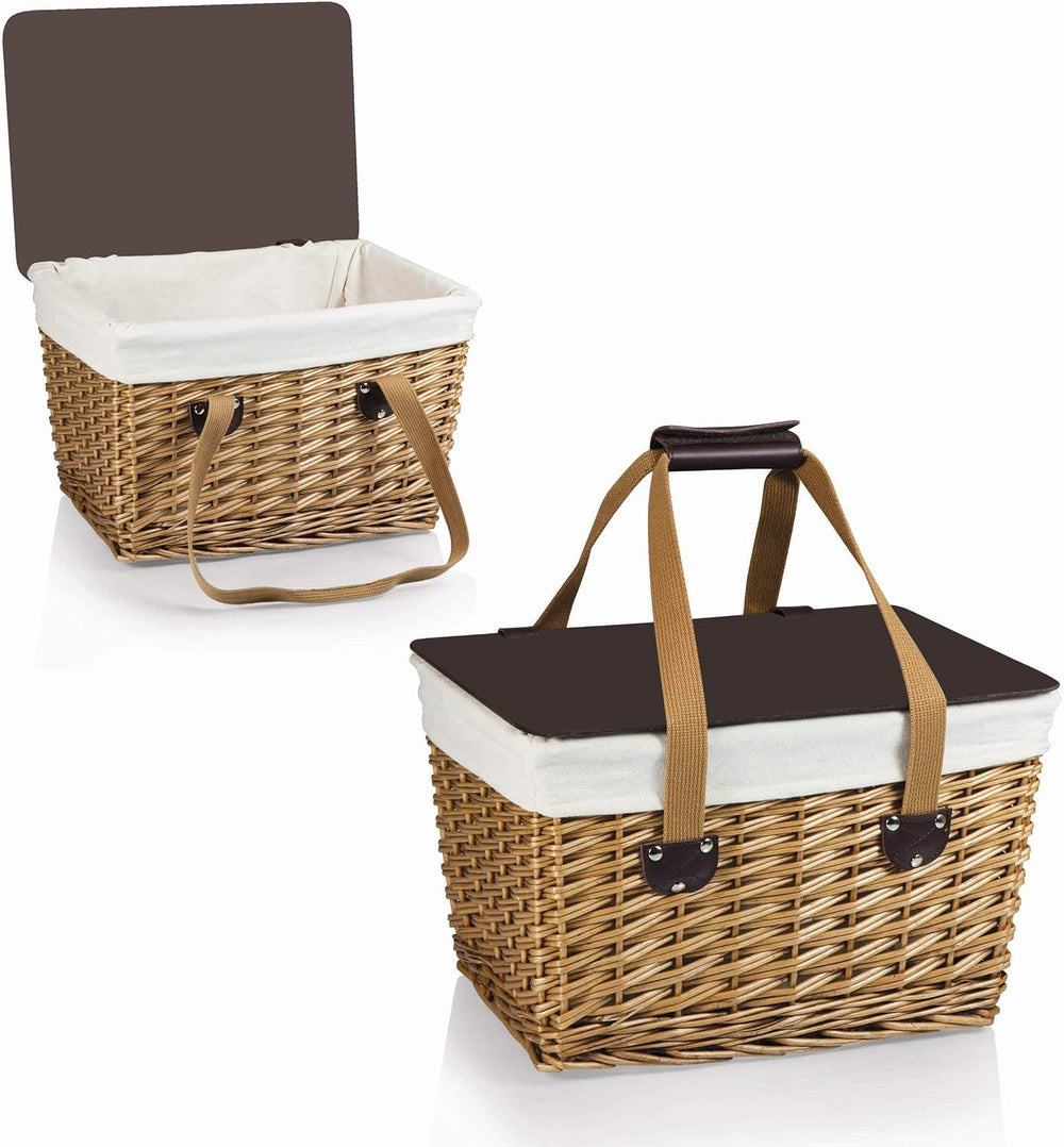 PICNIC TIME Canasta Wicker Picnic Basket, Classic Small Wicker Basket for 2 w...