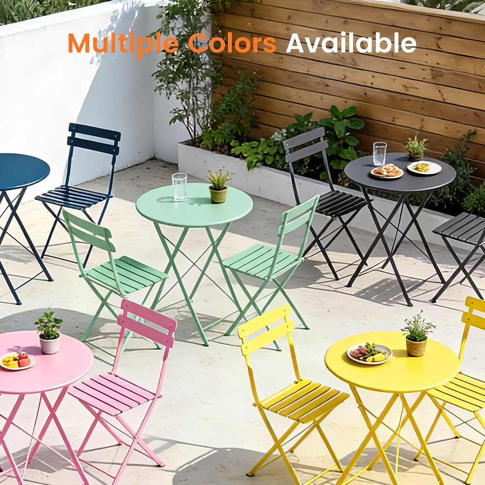 Kromax Outdoor 3Piece Patio Bistro Set,Folding Bistro Table and Chair,Green