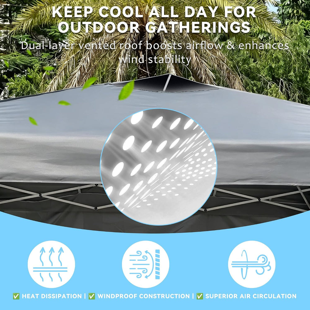10x10 Pop Up Canopy Tent with 3 Sidewalls & Double Roof Vents