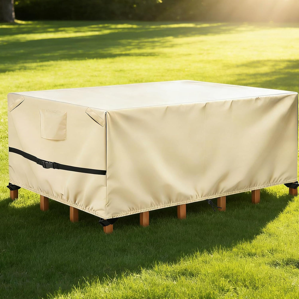 POMER Rectangular Patio Furniture Covers,Outdoor Patio Table Cover Beige